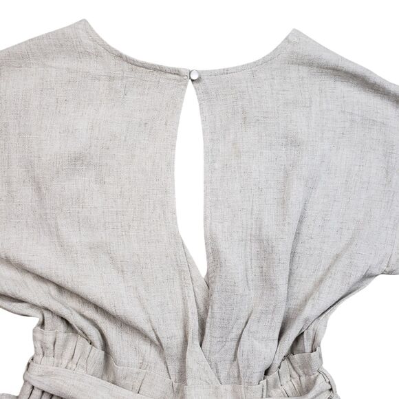 Monteau Jumpsuit Coverall Womens Large Linen Blend Wide Leg Overall Boho - Picture 9 of 13